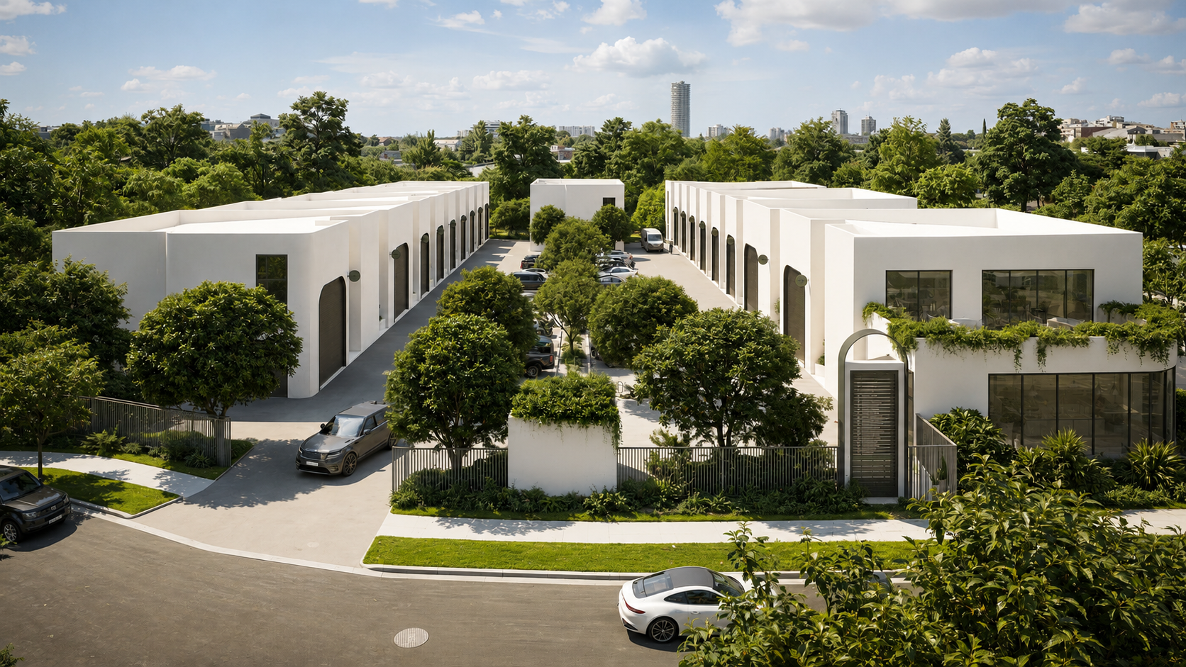 Commercial properties, storage warehouses and office spaces in modern, industrial area. Australia Commercial Investment Property.